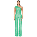 Sleeveless One Shoulder Sequin Jumpsuit