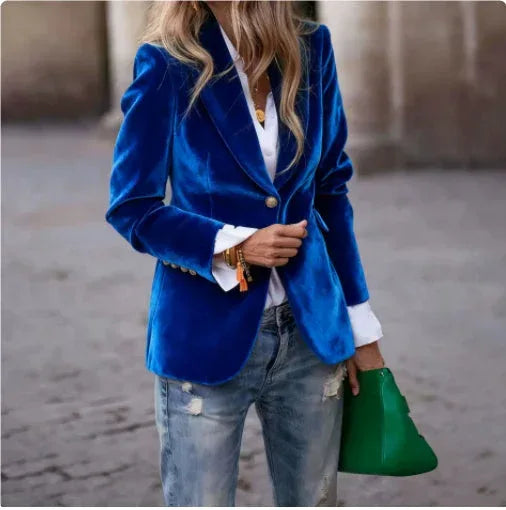 Velvet Lapel Casual Suit Business Fashion Slim Single-breasted Jacket Outwear Clothing For Women - DanaFashionstore