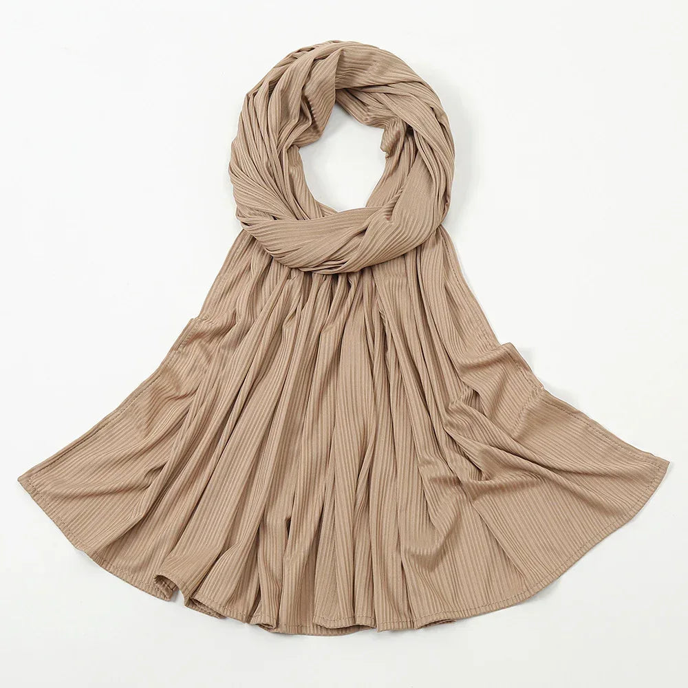 Women's Knitted Thread Cotton Striped Solid Color Scarf - DanaFashionstore