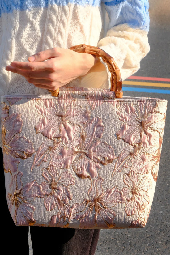 Women's Light Blue Bronzing Flower Canvas Bag - DanaFashionstore