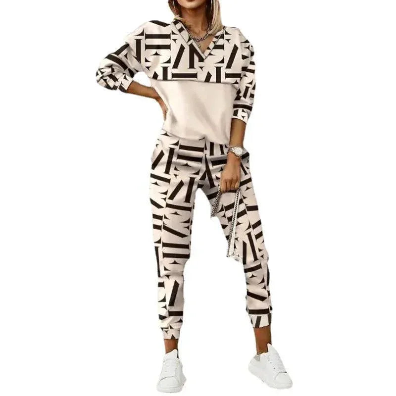 Women's Printed Long Sleeve Street Slim Fit Fashion Casual Suit - DanaFashionstore
