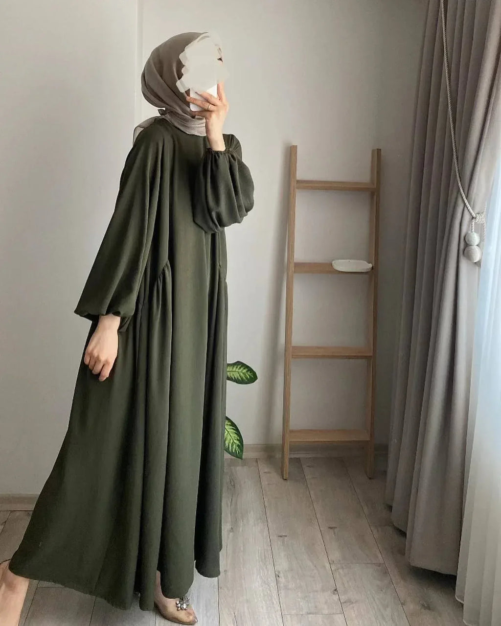 Muslim Women's Solid Color Pullover Dress - Elegant Fashion Loose Fit Modest Dress - DanaFashionstore