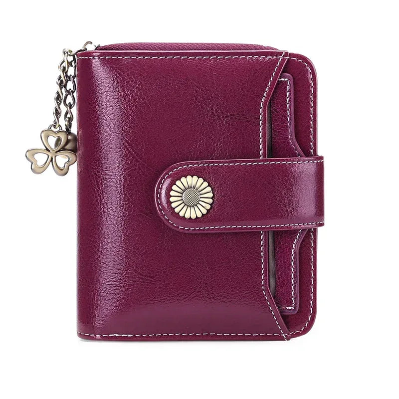 Oil Wax Genuine Leather Lady's Wallet European And American Style - DanaFashionstore