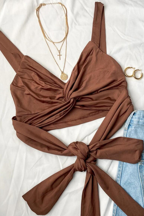 Fashion Twisted Elastic Lace V-neck Halter Sling