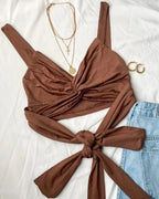 Fashion Twisted Elastic Lace V-neck Halter Sling - DanaFashionstore
