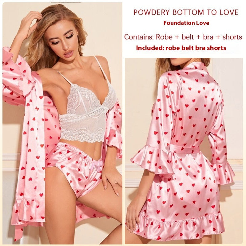 Women's Striped Love Nightgown Suit - Dana Fashion