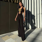 Lace-Up Golden 3D Flower Jumpsuit 2026 - One-Piece Trousers - DanaFashionstore