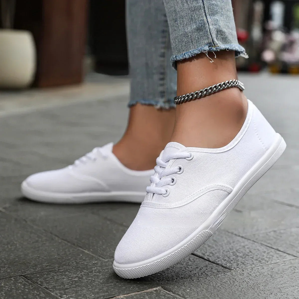 Women's Running Training Solid White Shoes - DanaFashionstore