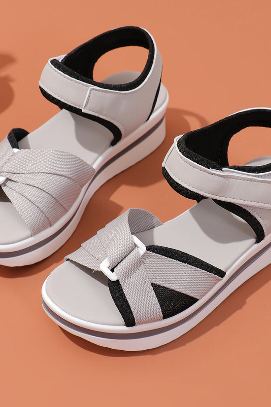 Summer Mesh Cross-strap Sandals With Velcro-design Thick Sole Flats Beach Shoes Women