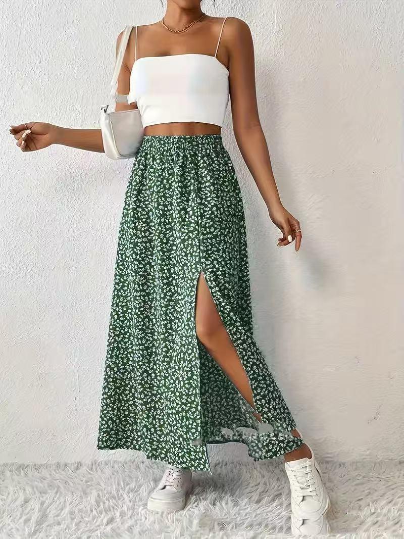 Women's Fashionable With Side-slit Printed Skirt - DanaFashionstore