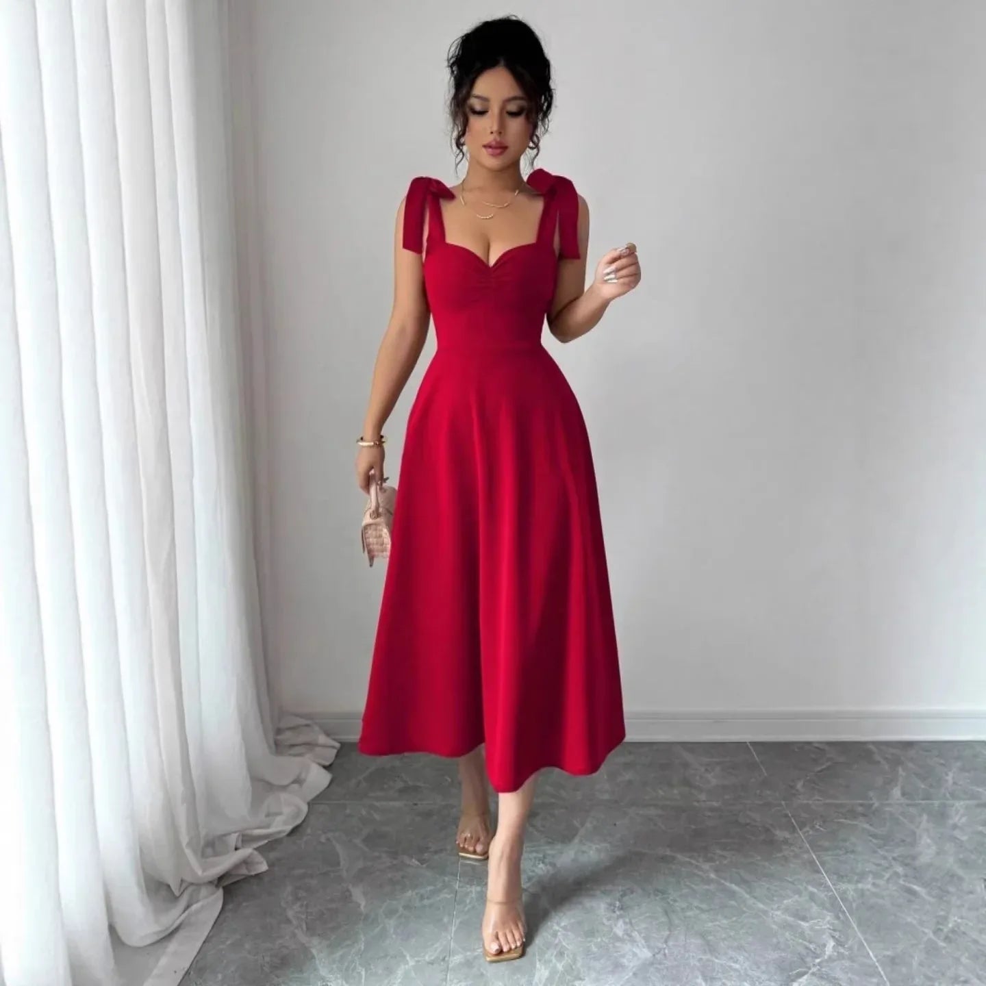 Lace-up Waist-cinching Maxi Dress - DanaFashionstore