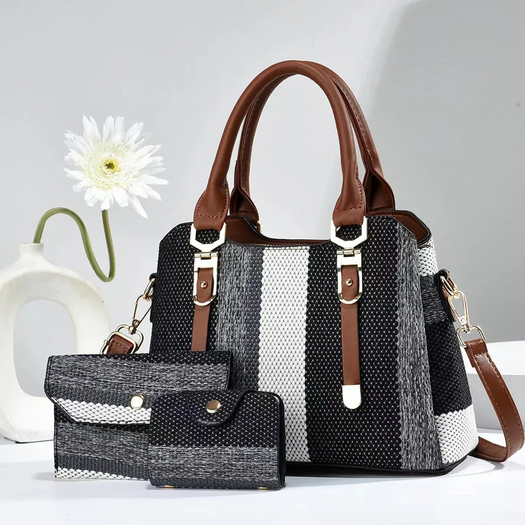 Crossbody Large Capacity New Son And Mother Canvas Contrast Color Handbags - DanaFashionstore