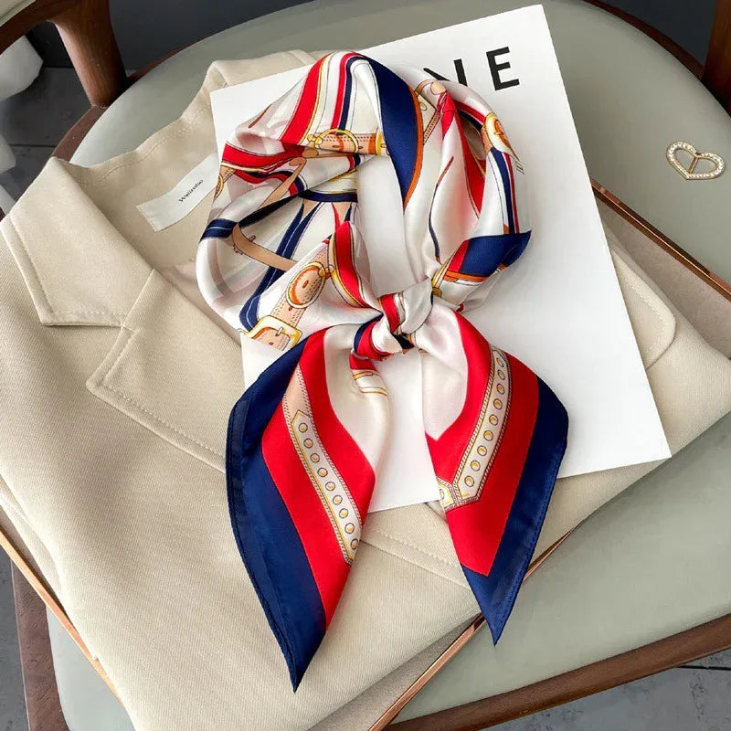 Artificial Silk Striped High-grade Korean Style Stylish Beach Arm Bag Silk Scarf - DanaFashionstore
