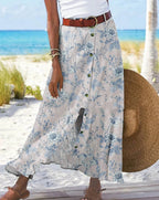 Women's Fashion Digital Print Button Skirt