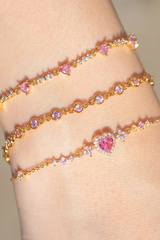 Sweet Bow Heart Rhinestone Bracelet Y2K Ins Fashion Chain Bracelet Valentine's Day