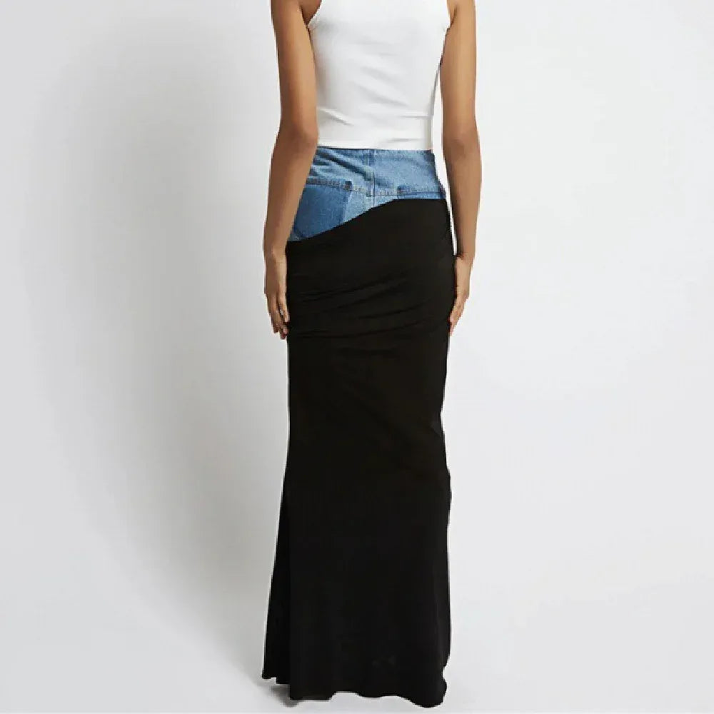 Fashion Black Panel Denim Skirt - DanaFashionstore
