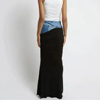 Fashion Black Panel Denim Skirt - DanaFashionstore