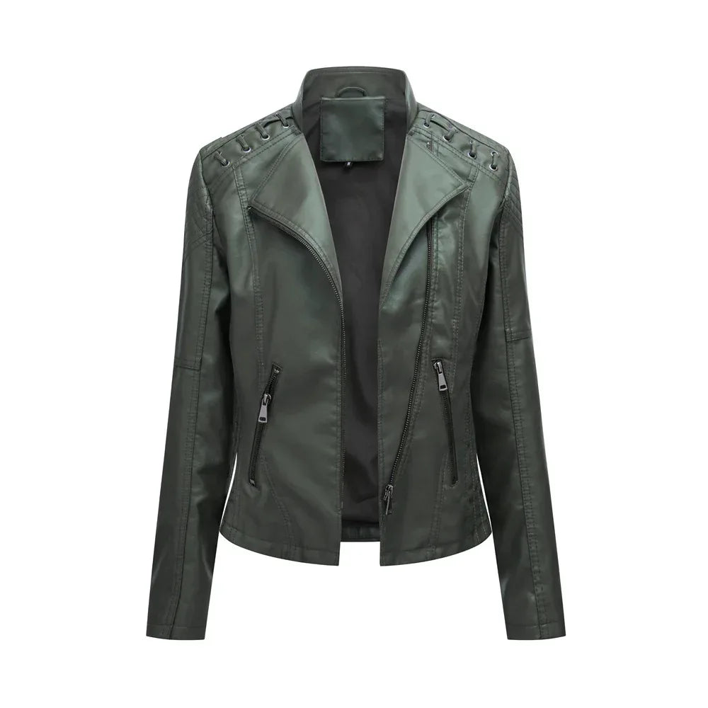Women's Slim Leather Motorcycle Jackets 2026 - Short Biker Jacket - DanaFashionstore