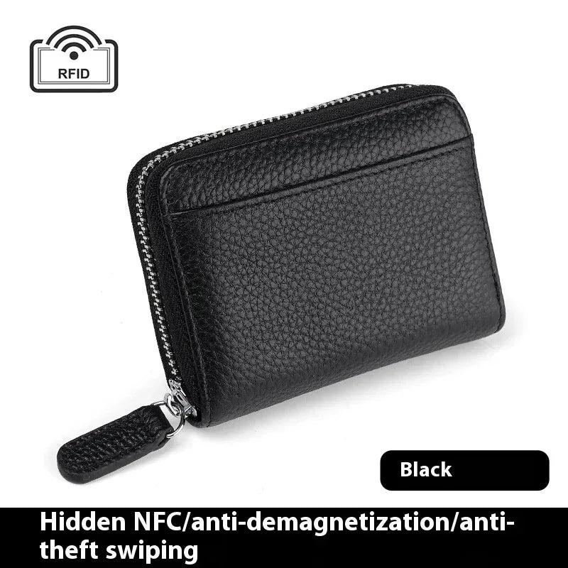 2024 RFID Genuine Leather Card Wallet Men Women Purse With Coin Pocket Zipper Credit Card Holder Small Wallets Bags - DanaFashionstore