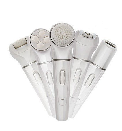5 in 1 Multi-Functional Portable Face and body Skin Care Electric Massager Scrubber with Facial Latex Brush $44.50 Dana Fashion Model: EU Beauty Tools Specifications: Size: width 45mm length X30mmX height 150mm Stand-alone weight: 460 grams Power mode: re