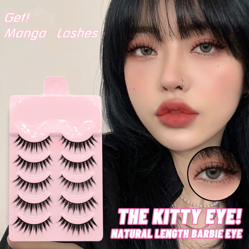 5 Pairs Manga Lashes New Arrival Anime Cosplay Natural Wispy Korean Makeup Artificial False Eyelashes $10.78 Dana Fashion quantity: 5pairs of007 makeup Overview: Popular cartoon barbie beauty~~ You don't even have to stick fairy hair on it! Too beautiful!
