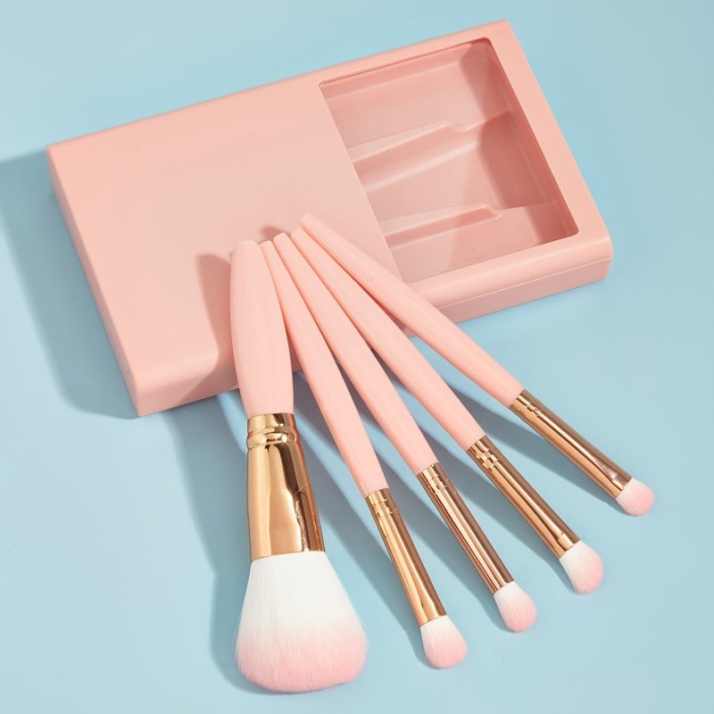 5 PCs Makeup Brushes With Mirror Travel Set $11.33 Dana Fashion Appearance Color: Pink 5 Pieces makeup Product information: Type: makeup brush Material: Plastic Pattern: solid color Color: Sky Blue 5 makeup brushes with mirror, Bean pink 5 makeup brushes