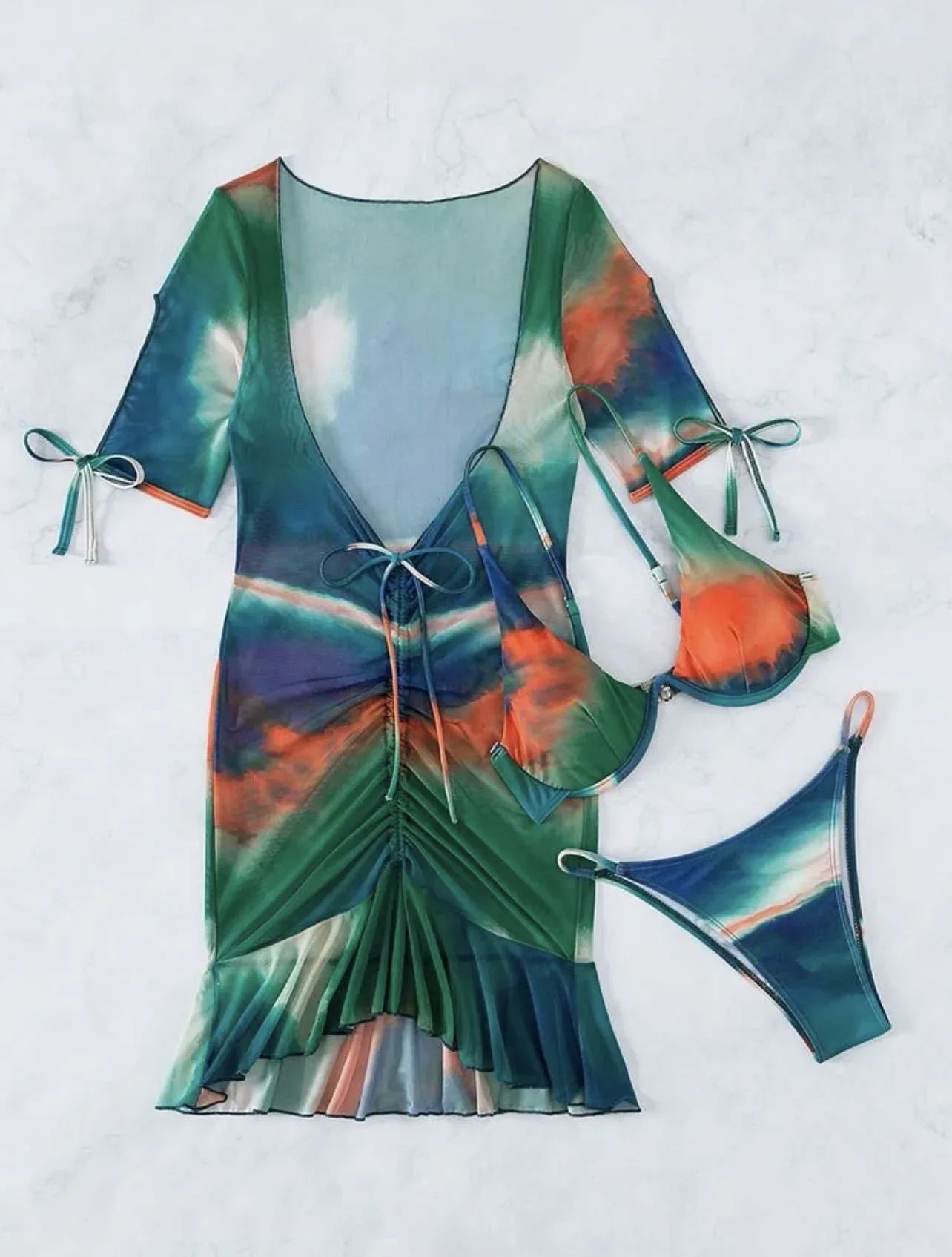 Printed Three-piece Set With Steel Bracket Swimwear Swimsuit Bikini - DanaFashionstore