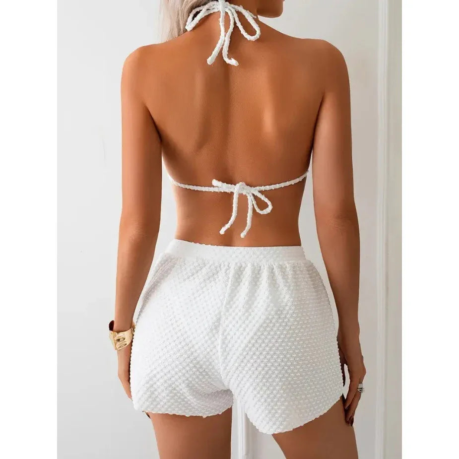 Polka Dot Fabric Bikini Three Piece Swimsuit Women - DanaFashionstore