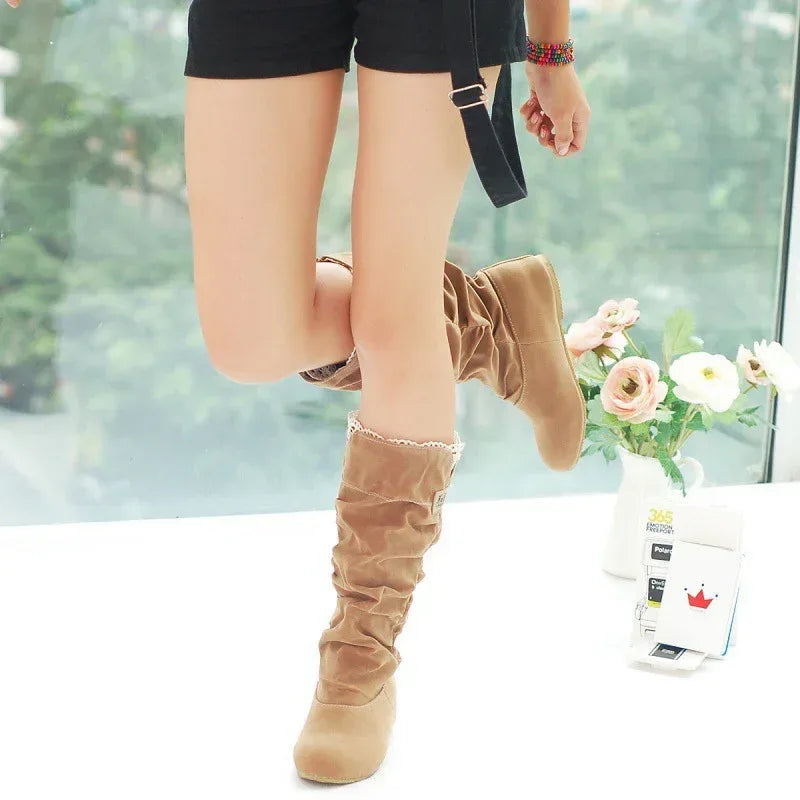 Lace Frosted Ladies Flat Boots - DanaFashionstore