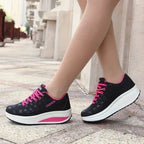 Thick bottom shake shoes women's leather casual shoes non-slip walking shoes travel shoes Korean version of the increase single shoes large size - DanaFashionstore