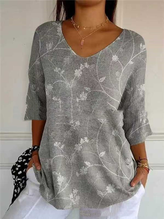 New Fashion Casual V-neck 3D Printed Geometric Pattern Half Sleeve T-shirt Top For Women