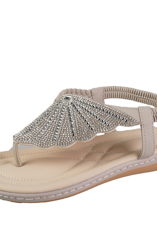 New Rhinestone Shell Flip-Flops Sandals Summer Beach Shoes For Women Fashion Casual Low Heel Flat Slides Slippers