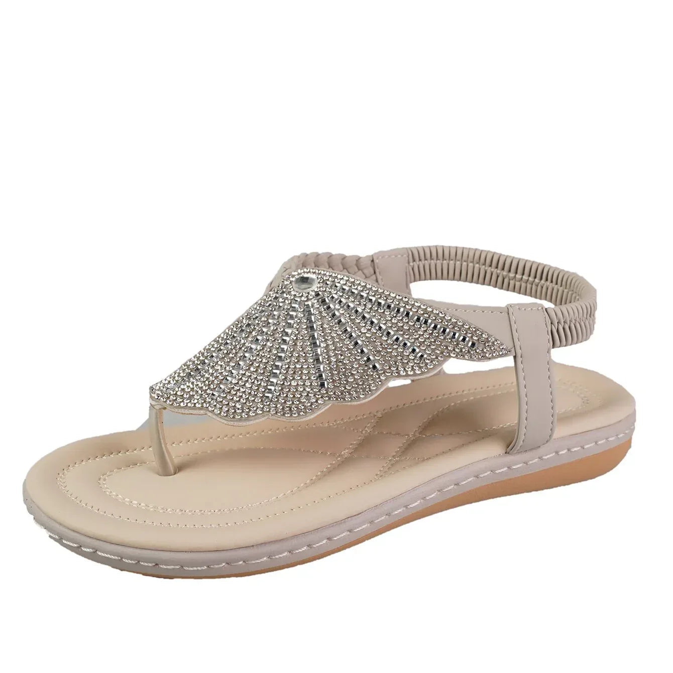 New Rhinestone Shell Flip-Flops Sandals Summer Beach Shoes For Women Fashion Casual Low Heel Flat Slides Slippers - DanaFashionstore