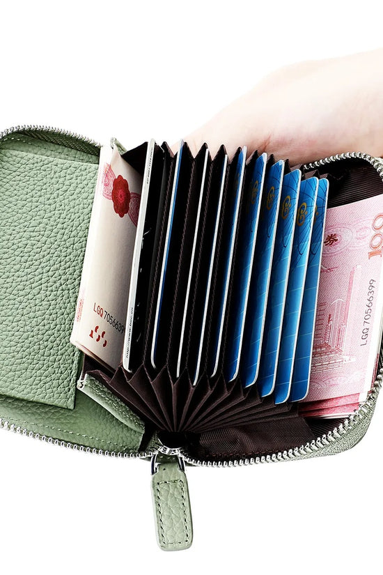 2024 RFID Genuine Leather Card Wallet Men Women Purse With Coin Pocket Zipper Credit Card Holder Small Wallets Bags