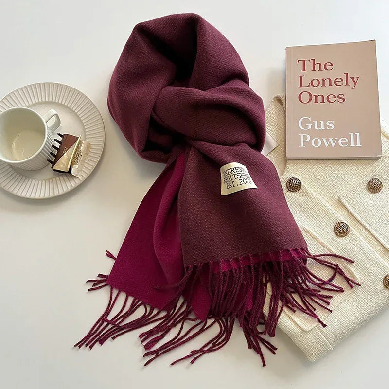 Double-sided Artificial Cashmere Scarf Women's Winter Warm Couple - DanaFashionstore