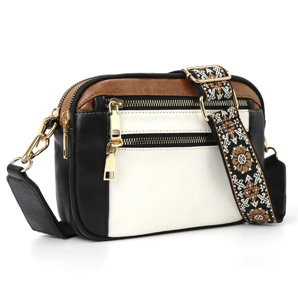 Cow Color Matching Multifunctional Zipper Crossbody Bag - DanaFashionstore
