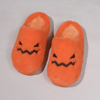 Cute Halloween Pumpkin Slippers Winter Warm Plush Bedroom Floor Home Slippers Casual Slip On Comfortable Cozy Indoor House Shoes - DanaFashionstore