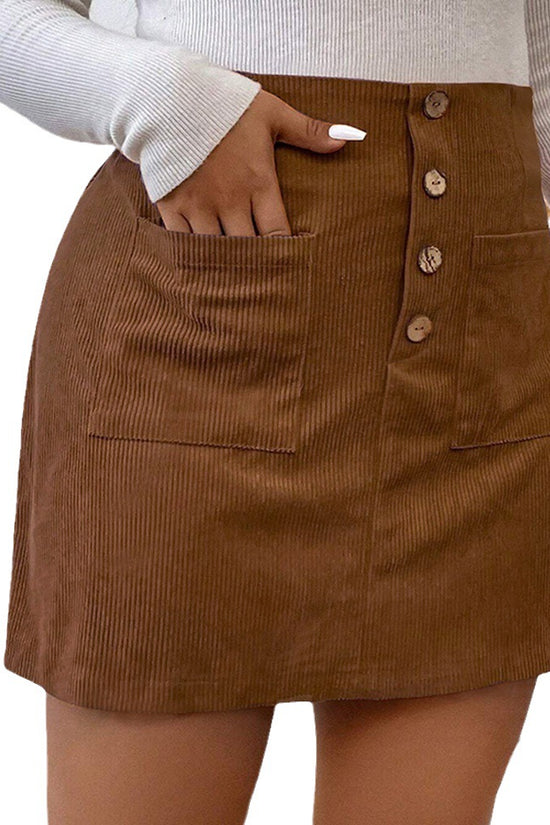 Women's A- Line Skirt With Pockets Corduroy Skirt