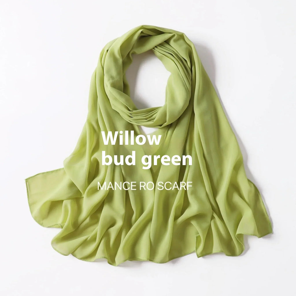 Pure Color Pearl Chiffon Scarf Headcloth Veil Chiffon Scarf - DanaFashionstore