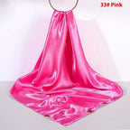 Pure Color Silk Scarf Artificial Silk 90cm Shiny Satin Shawl - DanaFashionstore
