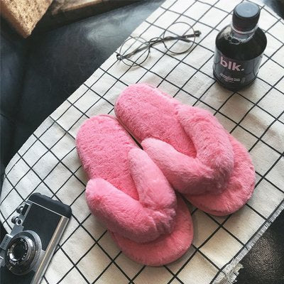 Winter fashion women's home fur slippers