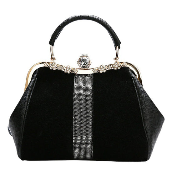 Autumn And Winter Diamond-embedded All-match Horse Hair-like Handbag - Dana Fashion