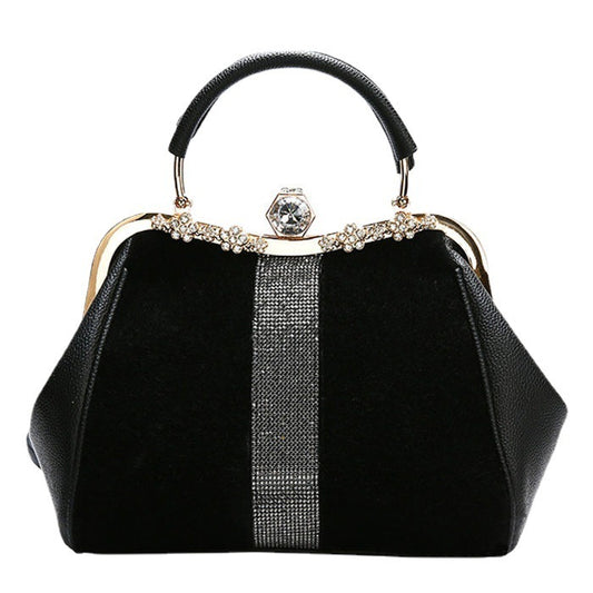 Autumn And Winter Diamond-embedded All-match Horse Hair-like Handbag - Dana Fashion
