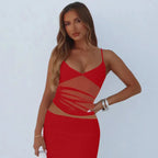 Mesh Slim Fit Patchwork Backless Camisole - DanaFashionstore