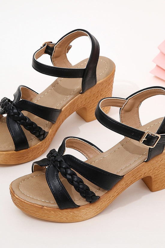 Foreign Trade Round Head Chunky Heel Ankle-strap Buckle Sandals