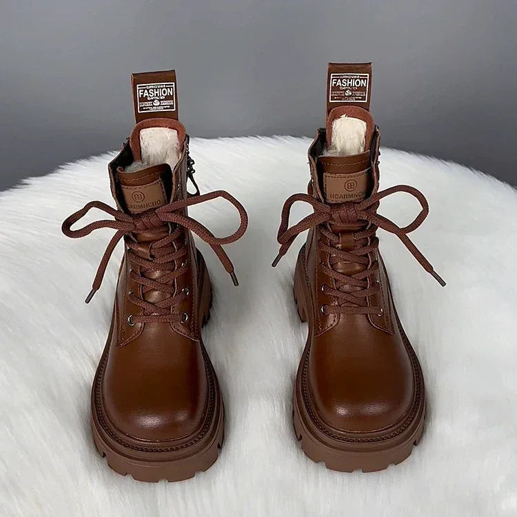Fur Integrated Thick Bottom Female Winter Fleece-lined Cotton Boots - DanaFashionstore