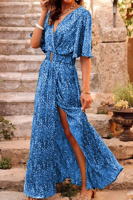 Women's Graceful And Fashionable Slimming Printed Cinched Mid-length Dress