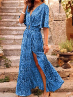 Graceful Printed Cinched Dress Women 2026 - Slimming Mid-Length Dress - DanaFashionstore
