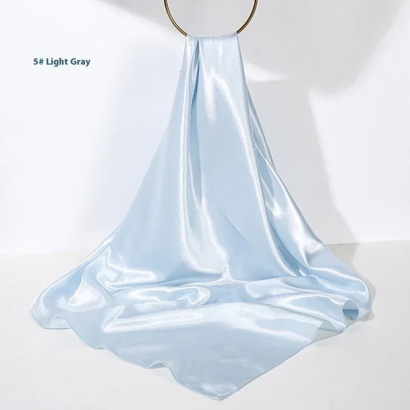 Pure Color Silk Scarf Artificial Silk 90cm Shiny Satin Shawl - DanaFashionstore