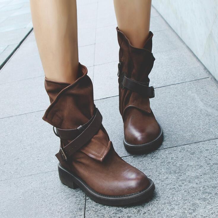 Round toe buckle with square heel - DanaFashionstore